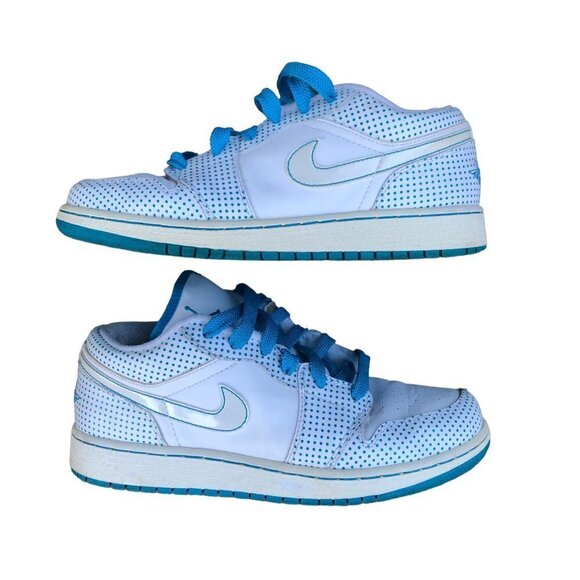 RARE 2008 Nike Air Jordan 1 Phat Low White Laser Blue Polka Size 6 - Picture 5 of 16